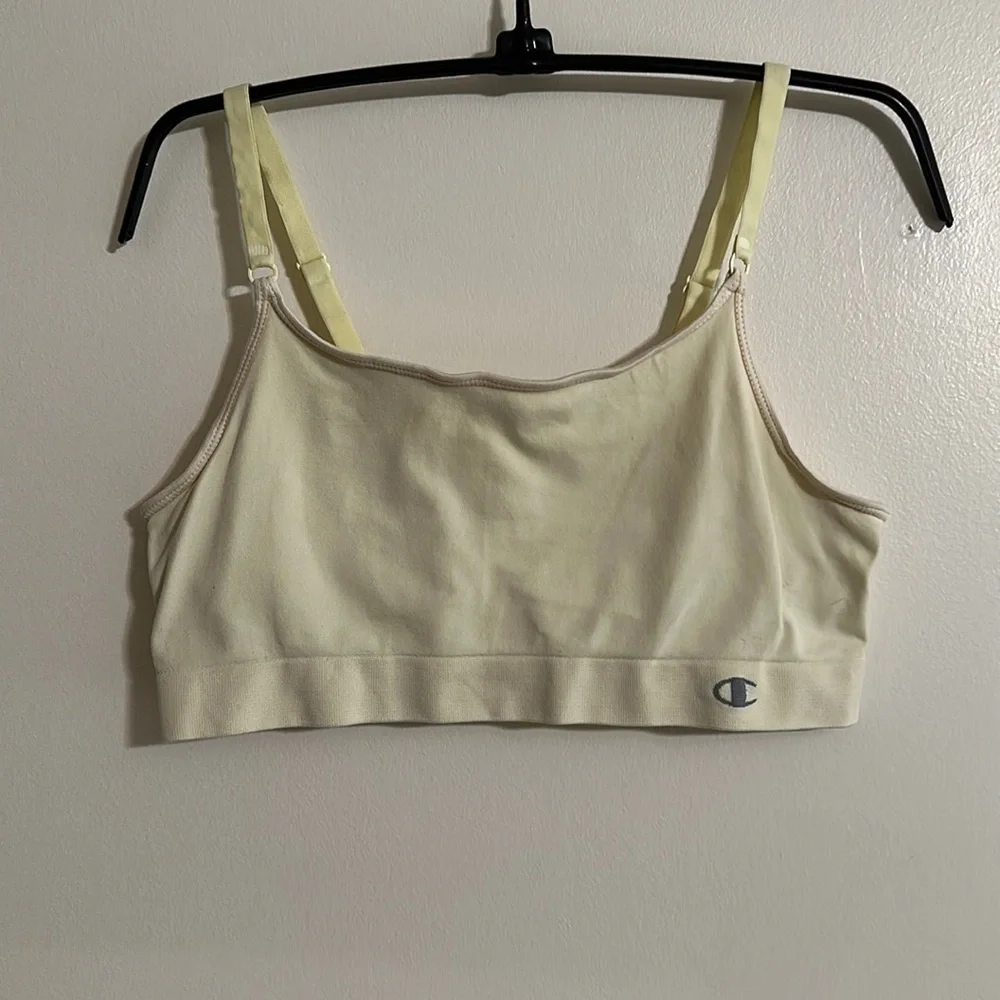 Champion Pale Yellow Sports Bra, Size L/XL - Picture 1 of 4